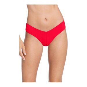 Robin Piccone Ava High Leg Bikini Bottom Fiery Red NWT NEW Medium